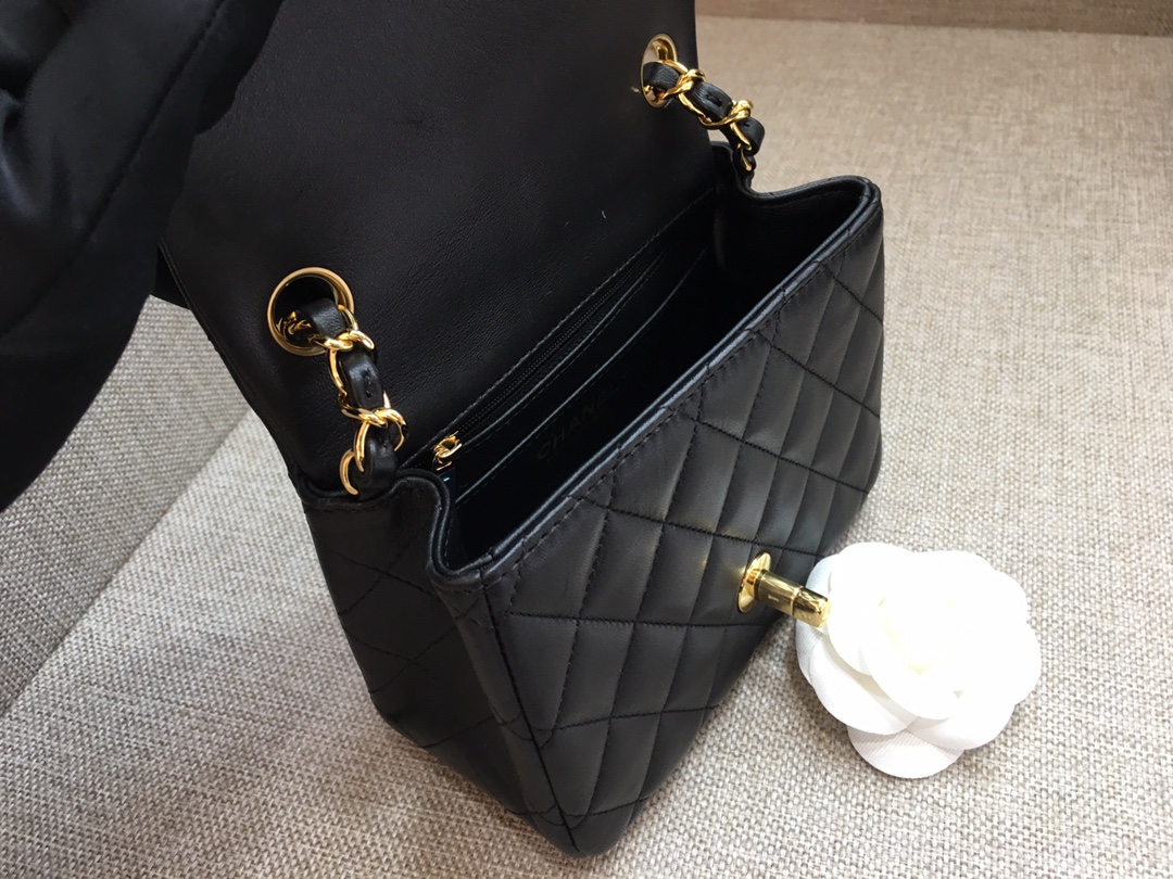 Mini Classic Flap Lambskin Bag A01115 Black/Gold